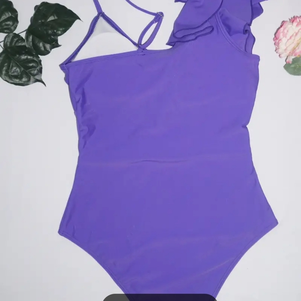 NWOT Vibrant Purple One-Shoulder Swimsuit - Picture 4 of 12